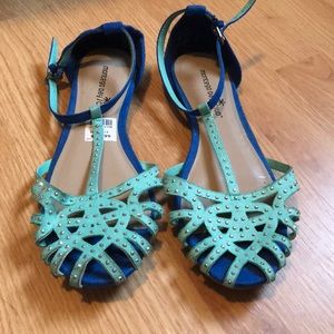 Aqua Green and Royal Blue Sandals